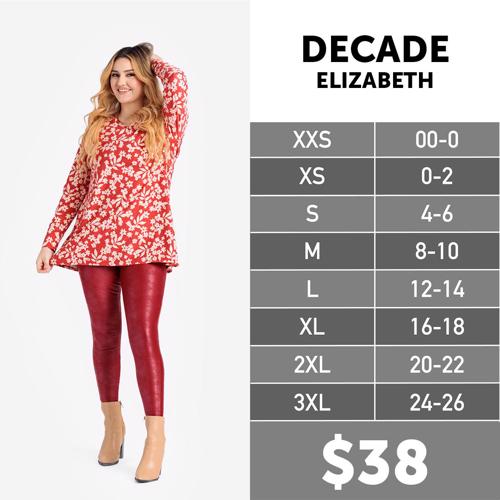 Elizabeth Size Chart